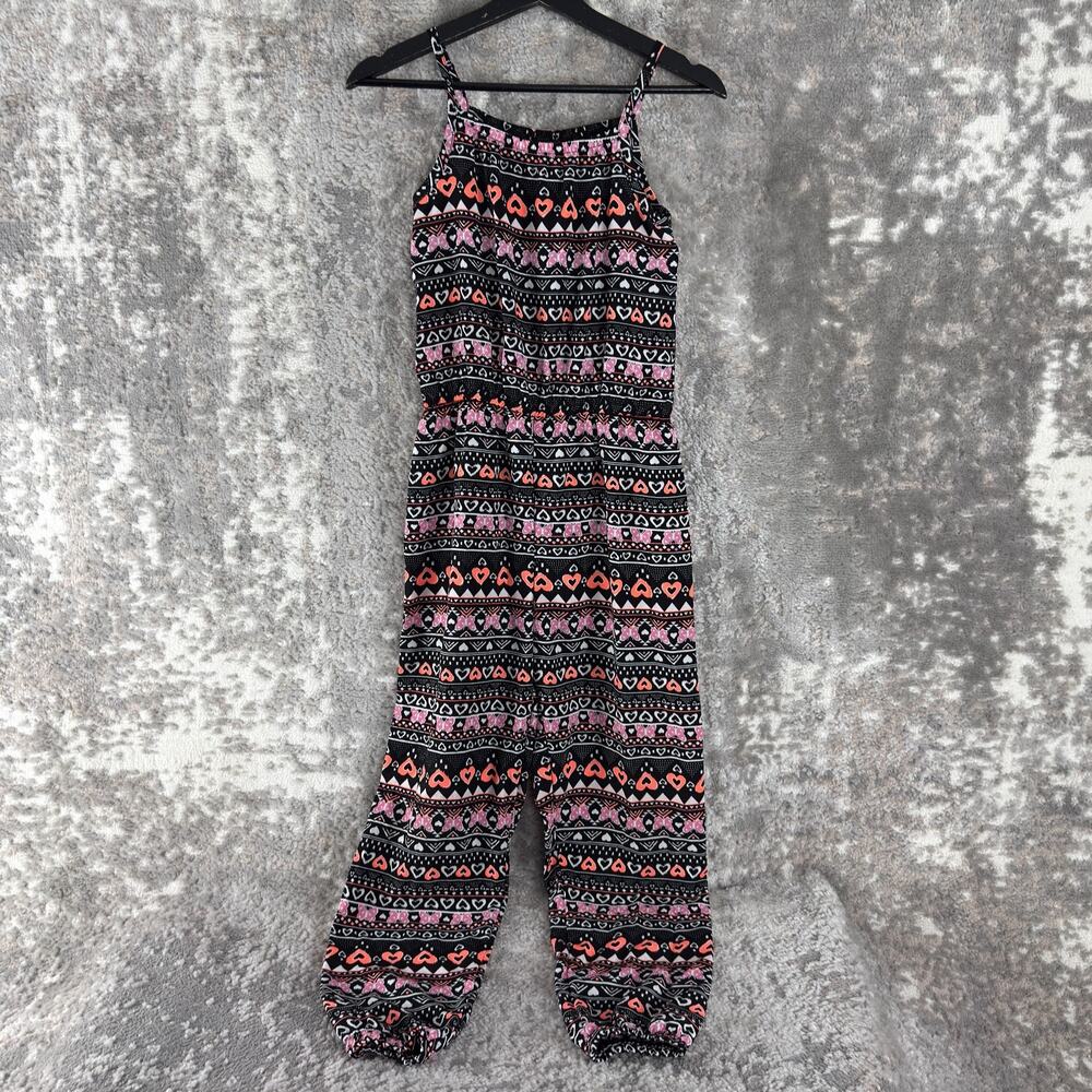 Faded Glory‎ Size L 10-12 Heart Shapre Striped Geometric Jumpsuit Colorful
